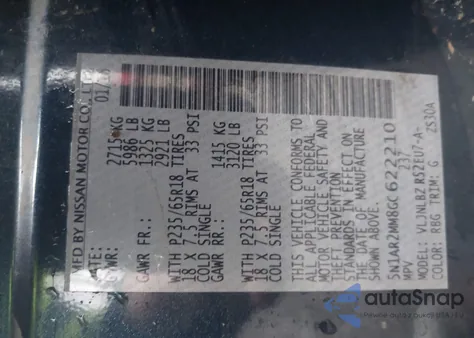 2016 Nissan Pathfinder S z USA, uszkodzony, nr VIN 5N1AR2MM8GC622210